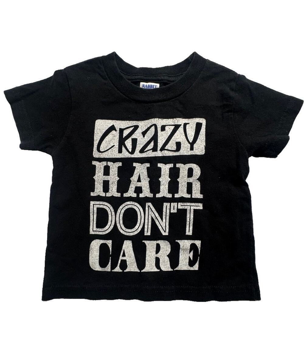 Rabbit Skins Crazy Hair Don’t Care Toddler T-Shirt Size 2 Black Graphic Tee